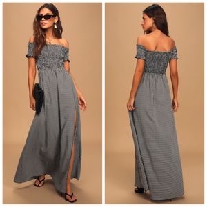 Lulu's Patsy Black and White Gingham Off-the-Shoulder Dress 🖤🤍